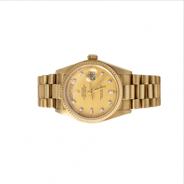 Rolex Daydate oro 18kt | Quadrante con brillanti - immagine 3
